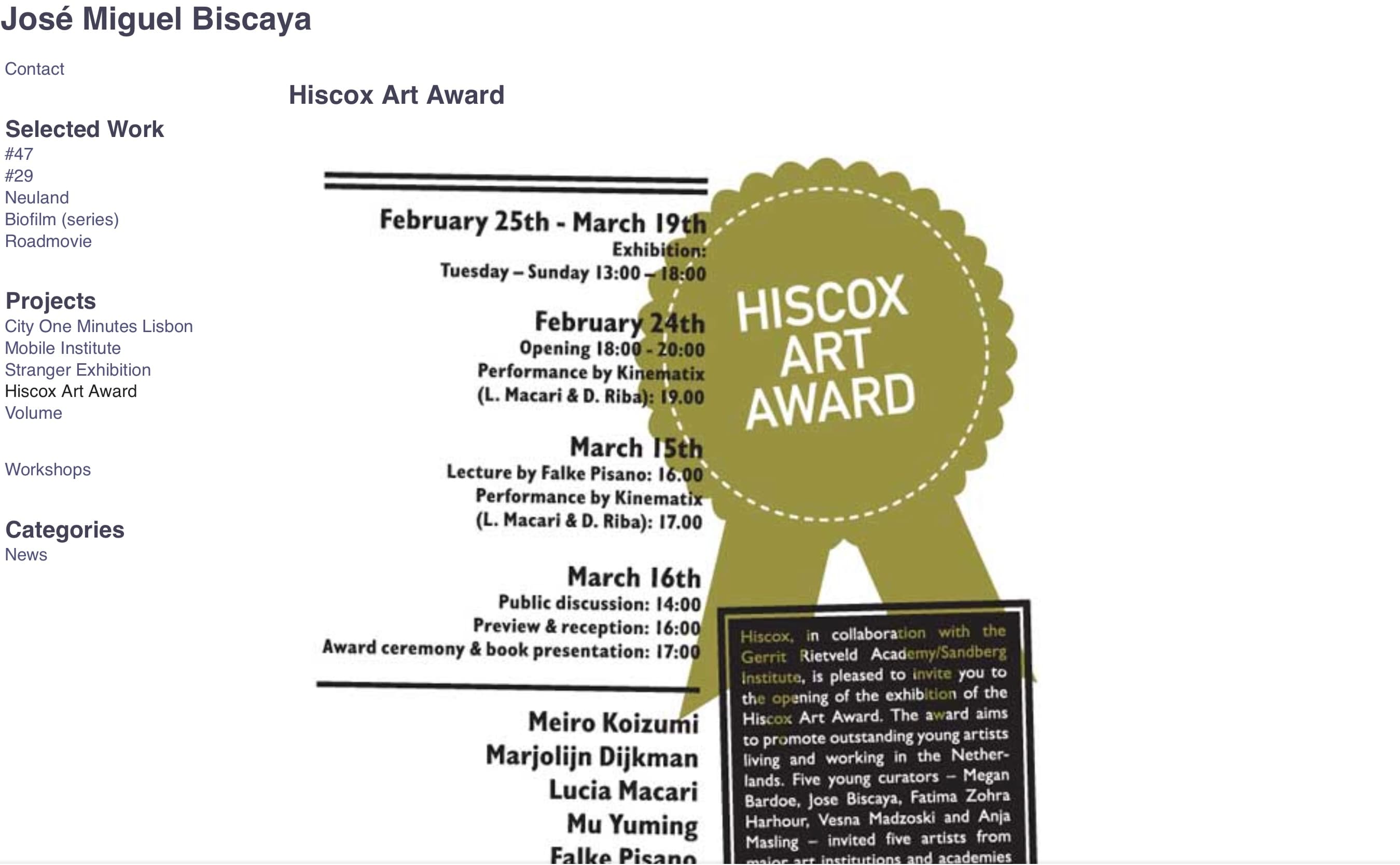 Hiscox Art Award Selection Exhibition