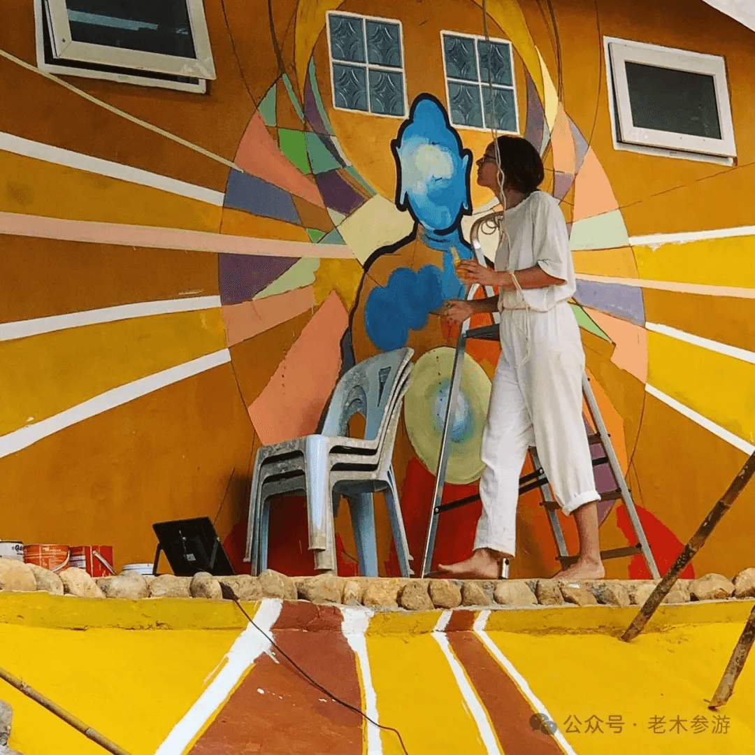 The She Nian Fo mural taking shape on the walls of Pa Pae Meditation Centre